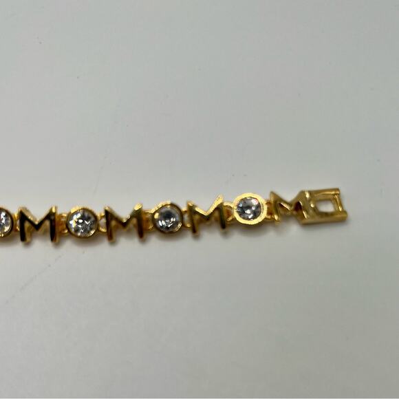 MOM gold tone and rhinestone bracelet - Picture 4 of 7